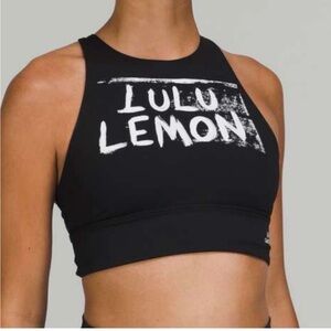 Lululemon Energy High-Neck Longline, Medium Support Bra in Black, Size 12